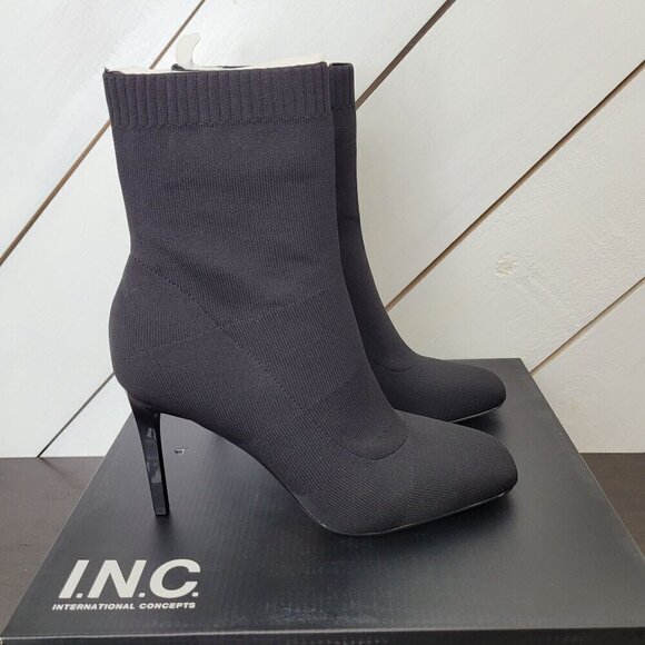 INC International Concepts Shoes - NEW I.N.C. Vidaliaf Womens Black Knit High Heel Ankle Boots Size 9.5M